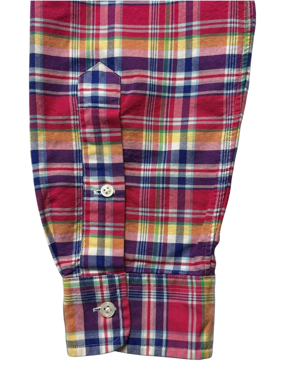 Ralph Lauren Plaid Button Down Shirt Size L Slim Fit Red Yellow Blue Cotton - Picture 4 of 9